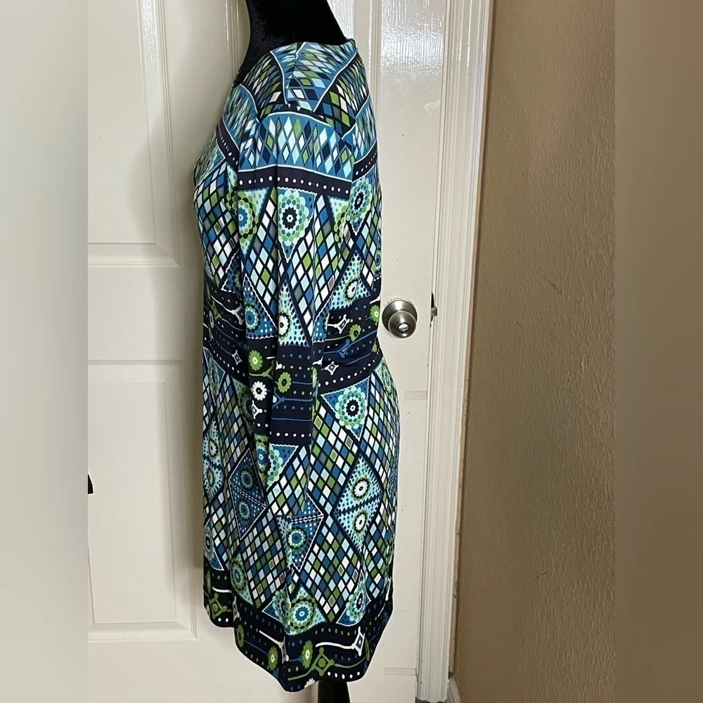 Tory Burch Dress Size 8 Claire Blue 100% Silk Stained Glass Mandala‌‌‌‌